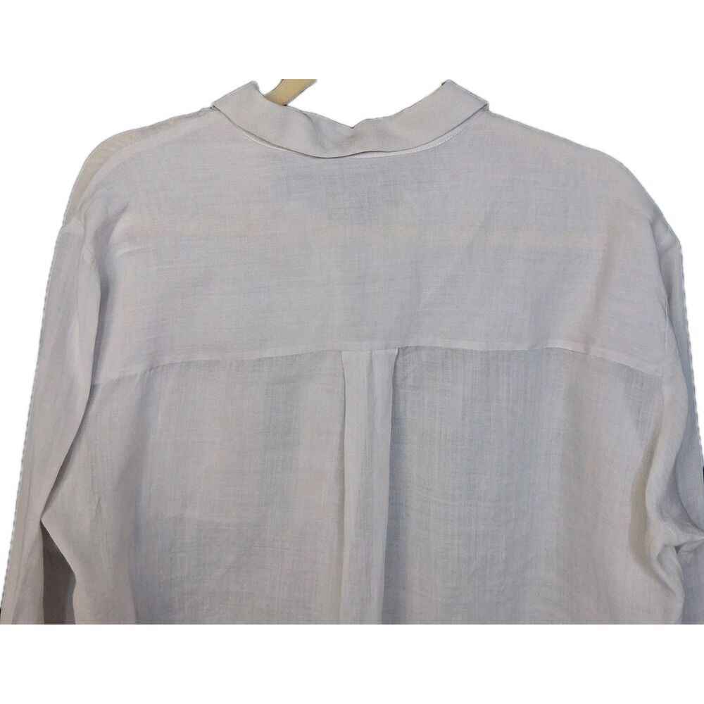 Sheer Light Gray Ramie Blouse Silk Cuffs Joseph Minimalist Top Sz 42 (US 10-12) - Picture 8 of 15
